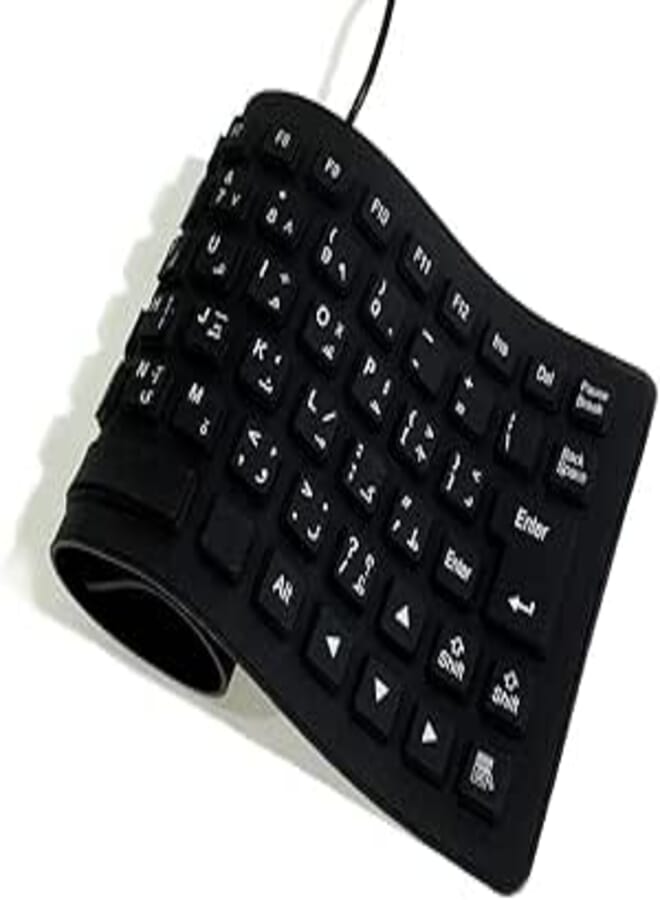 Crystal 85 Keys English Arabic USB Waterproof Flexible Foldable Silicone Gel Keyboard Soft Rubber Keycaps for Computer Laptop PC